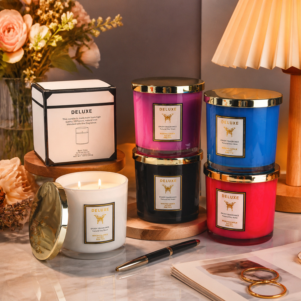 Candle Fragrance - Candela profumata con vetro dorato da