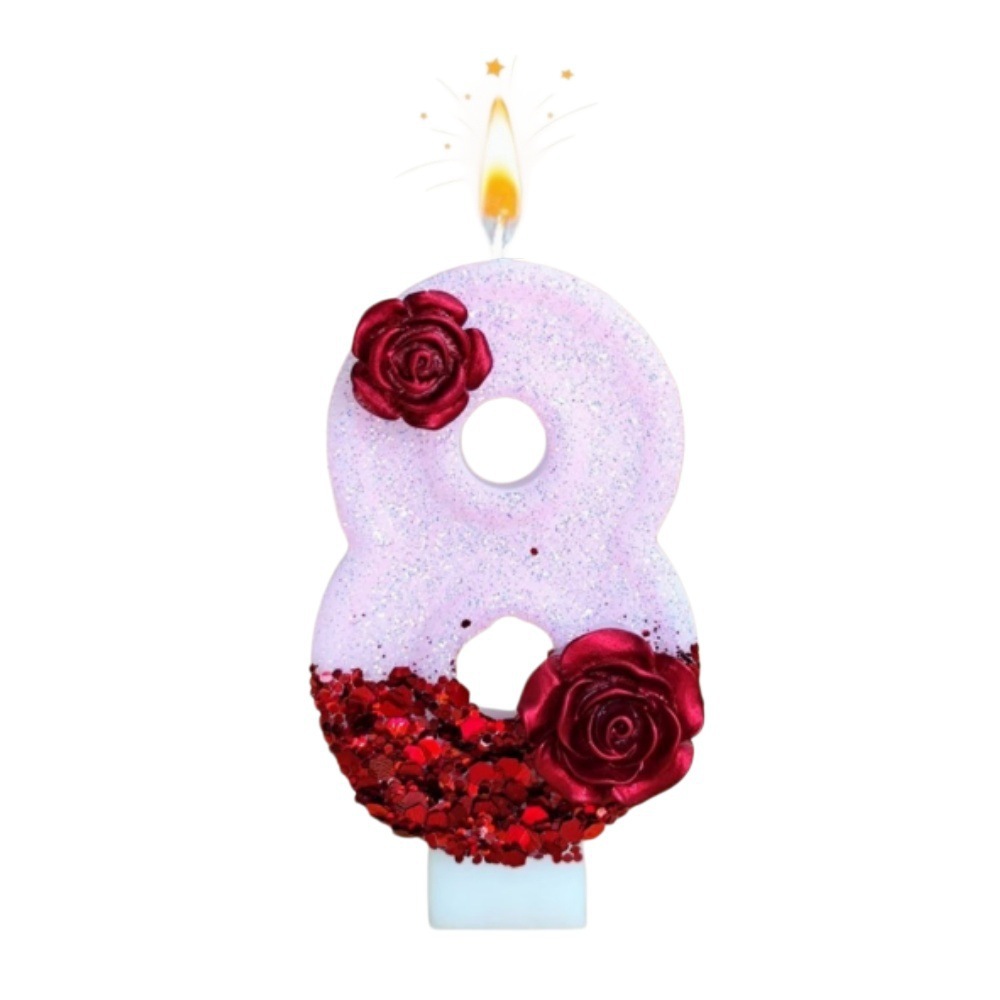 Candela Numerica Rosa Glittera - Silk Candle recensione e prezzo